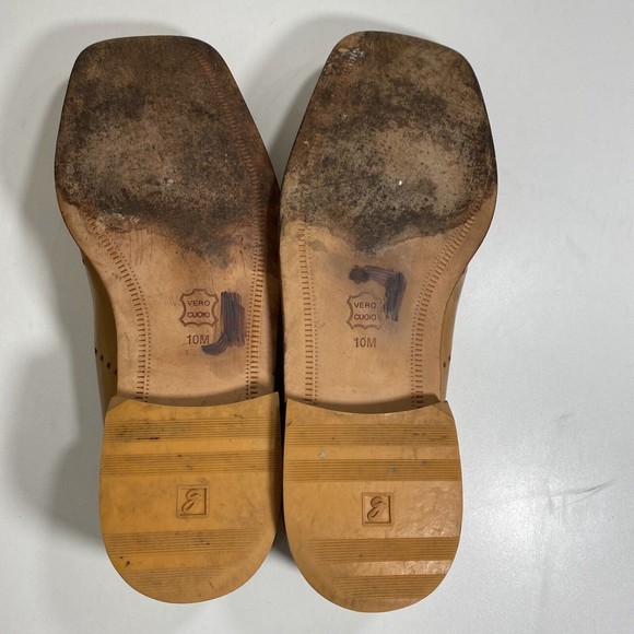 GIORGIO BRUTINI Mens 10 Loafers Private Collection Tan Leather Square Toe - Picture 9 of 12